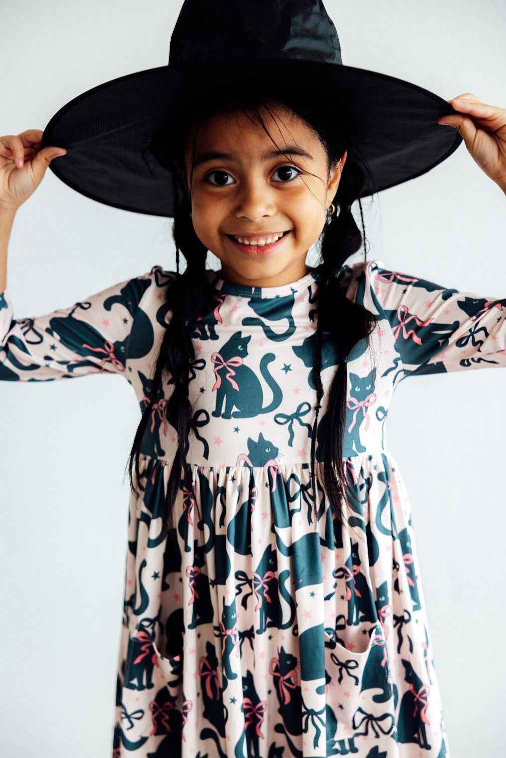 Hocus Purr-cus 3/4 Sleeve Pocket Twirl Dress