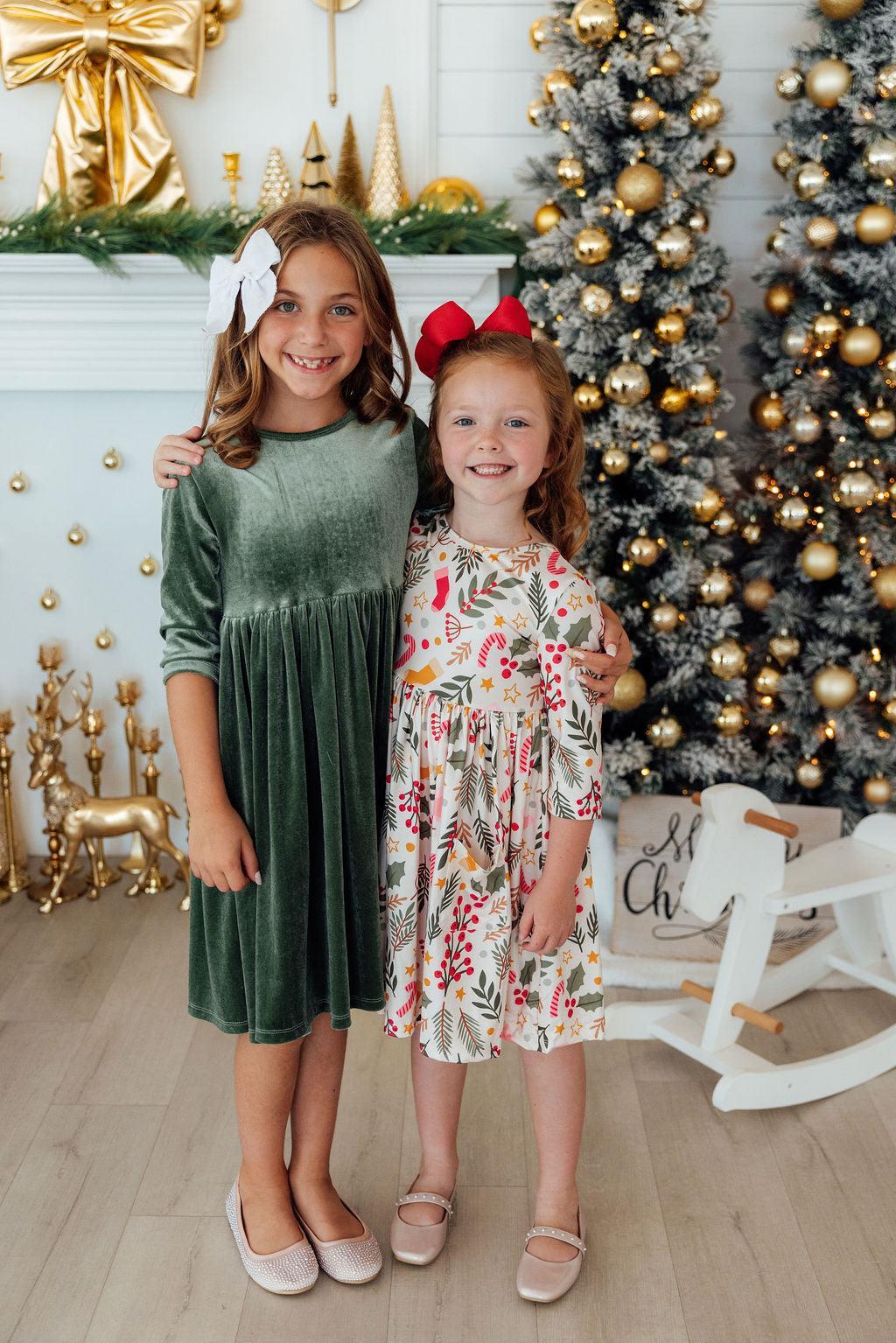 Holly Jolly Christmas 3/4 Sleeve Pocket Twirl Dress - Image 4