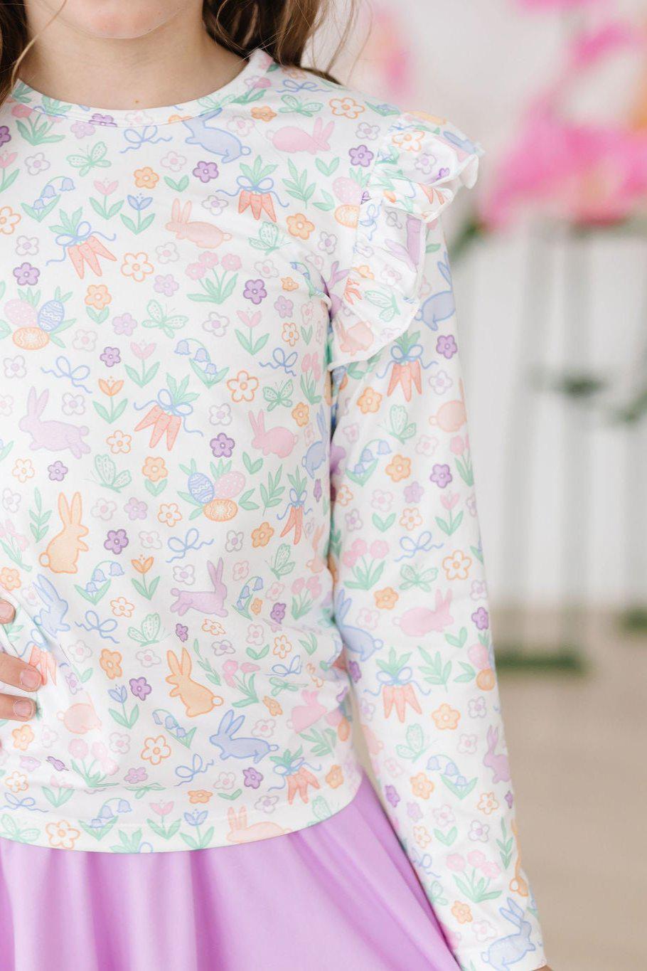 Hoppy Easter L/S Ruffle Tee - Image 4