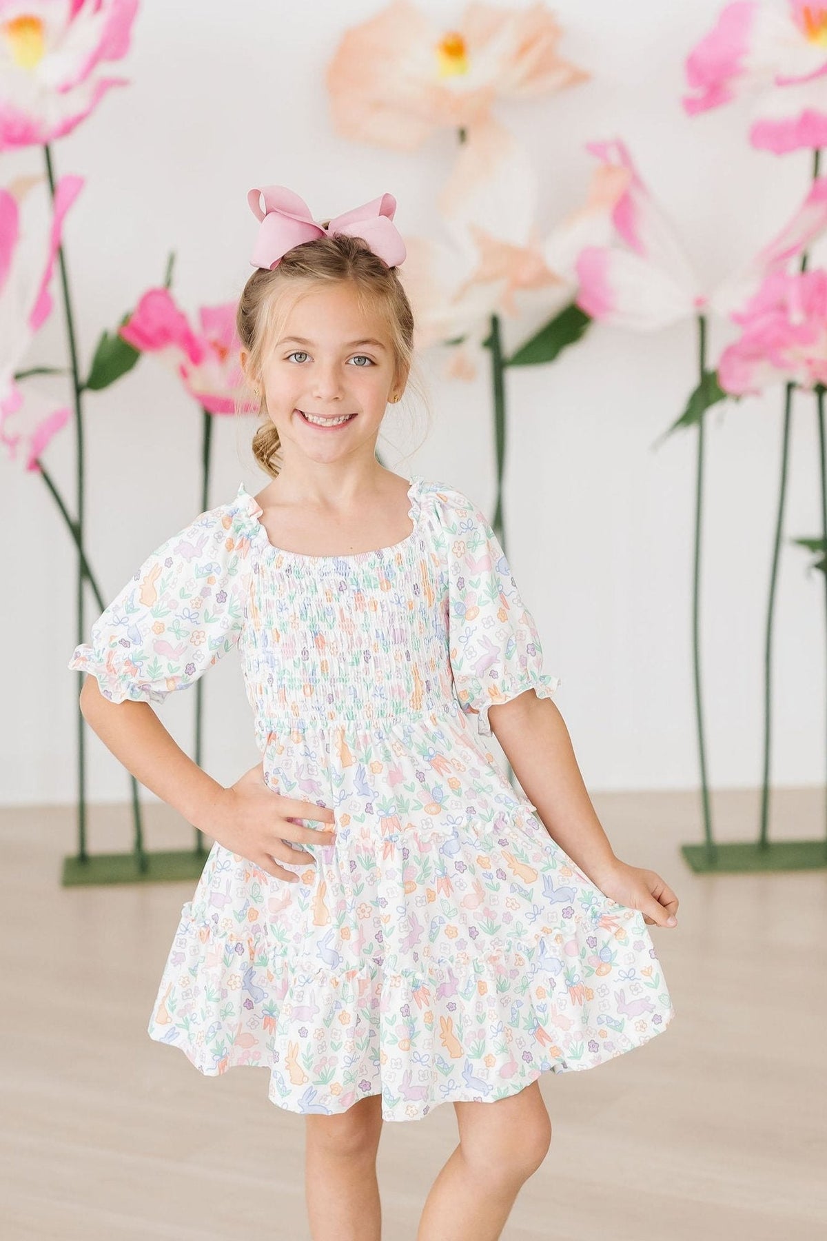 Hoppy Easter Smocked Ruffle Dress - Image 2