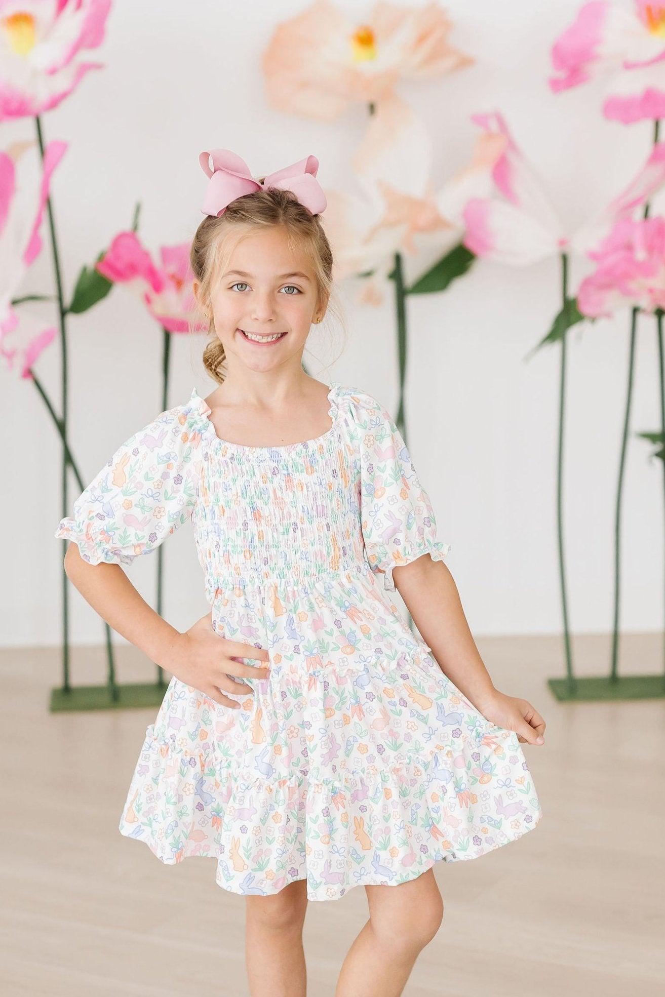 Hoppy Easter Smocked Ruffle Dress - Image 2
