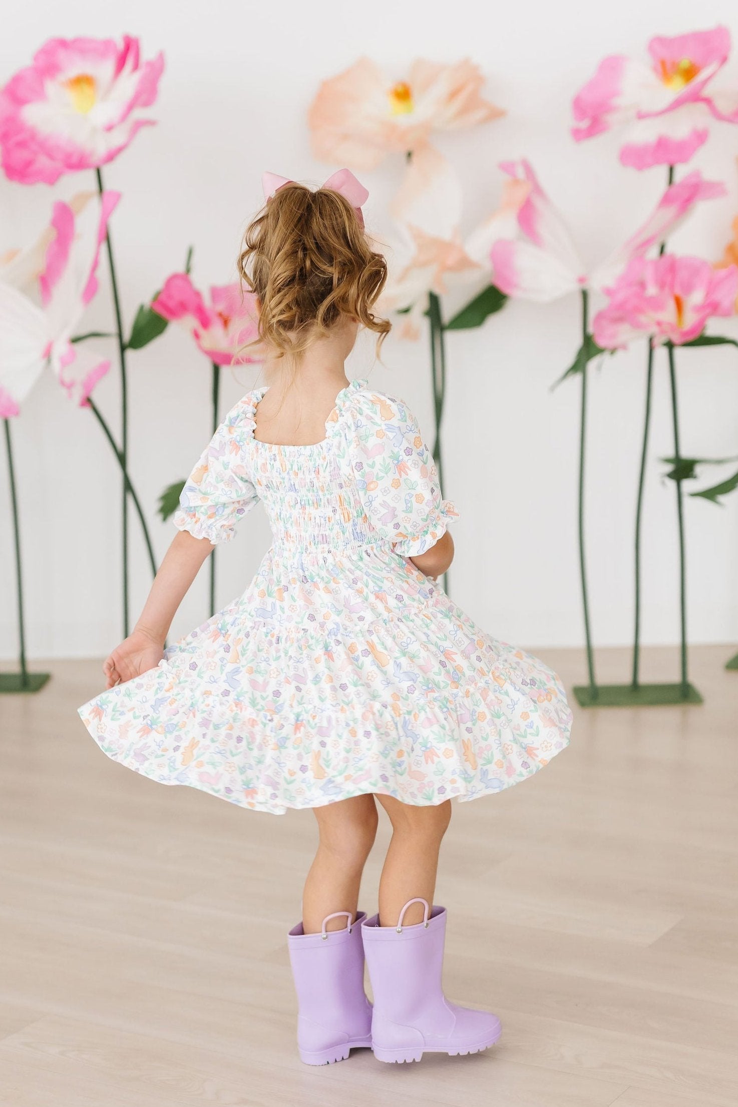 Hoppy Easter Smocked Ruffle Dress - Image 3
