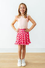 Hot Pink Gingham Ruffle Twirl Skort - Image 3