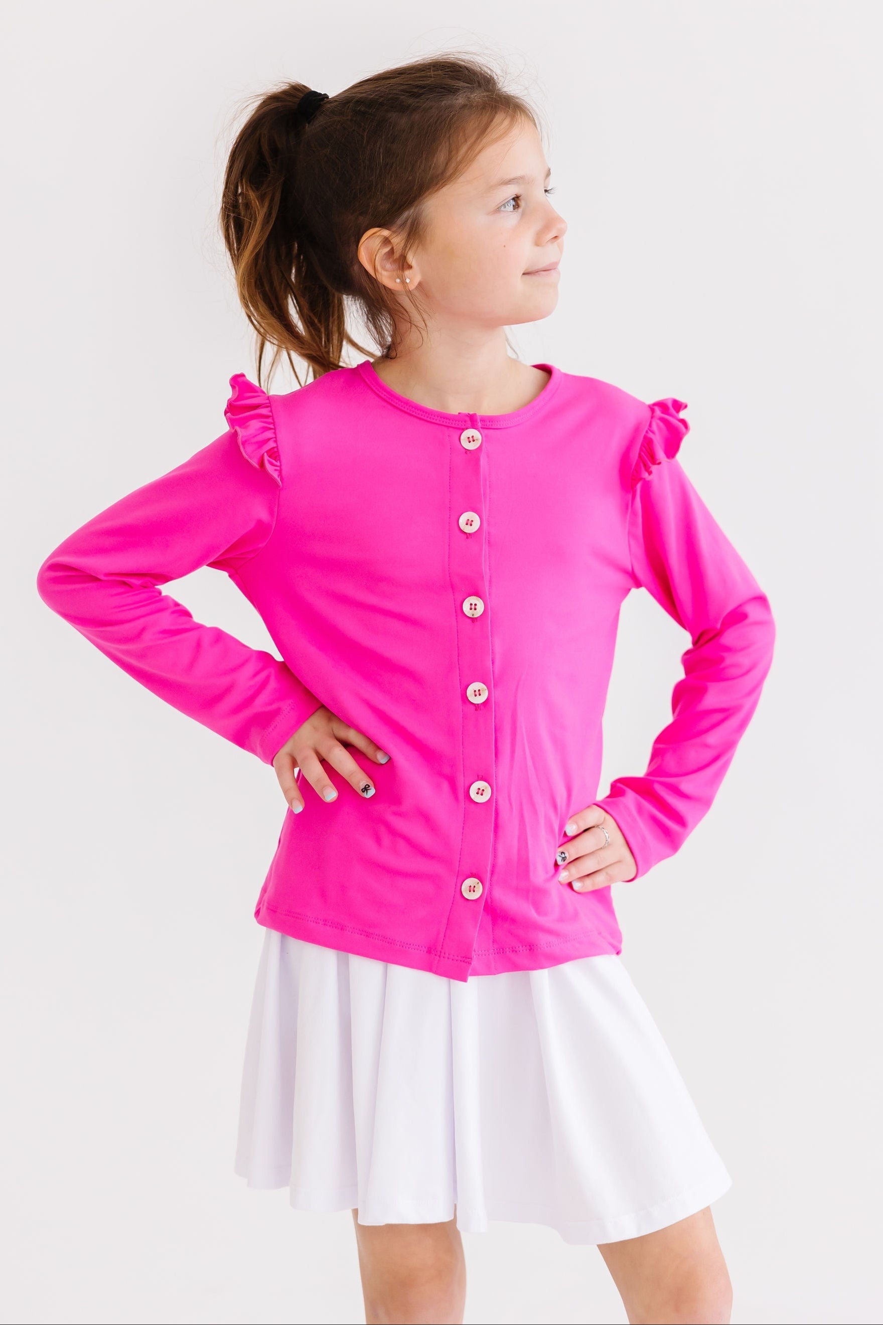Hot Pink Ruffle Cardigan - Image 2