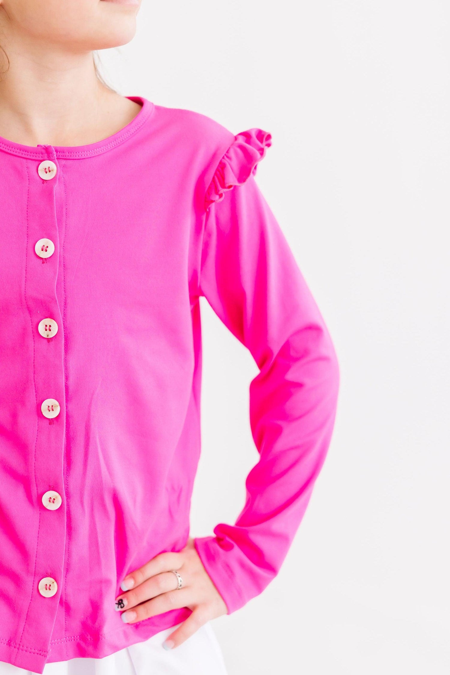 Hot Pink Ruffle Cardigan - Image 3