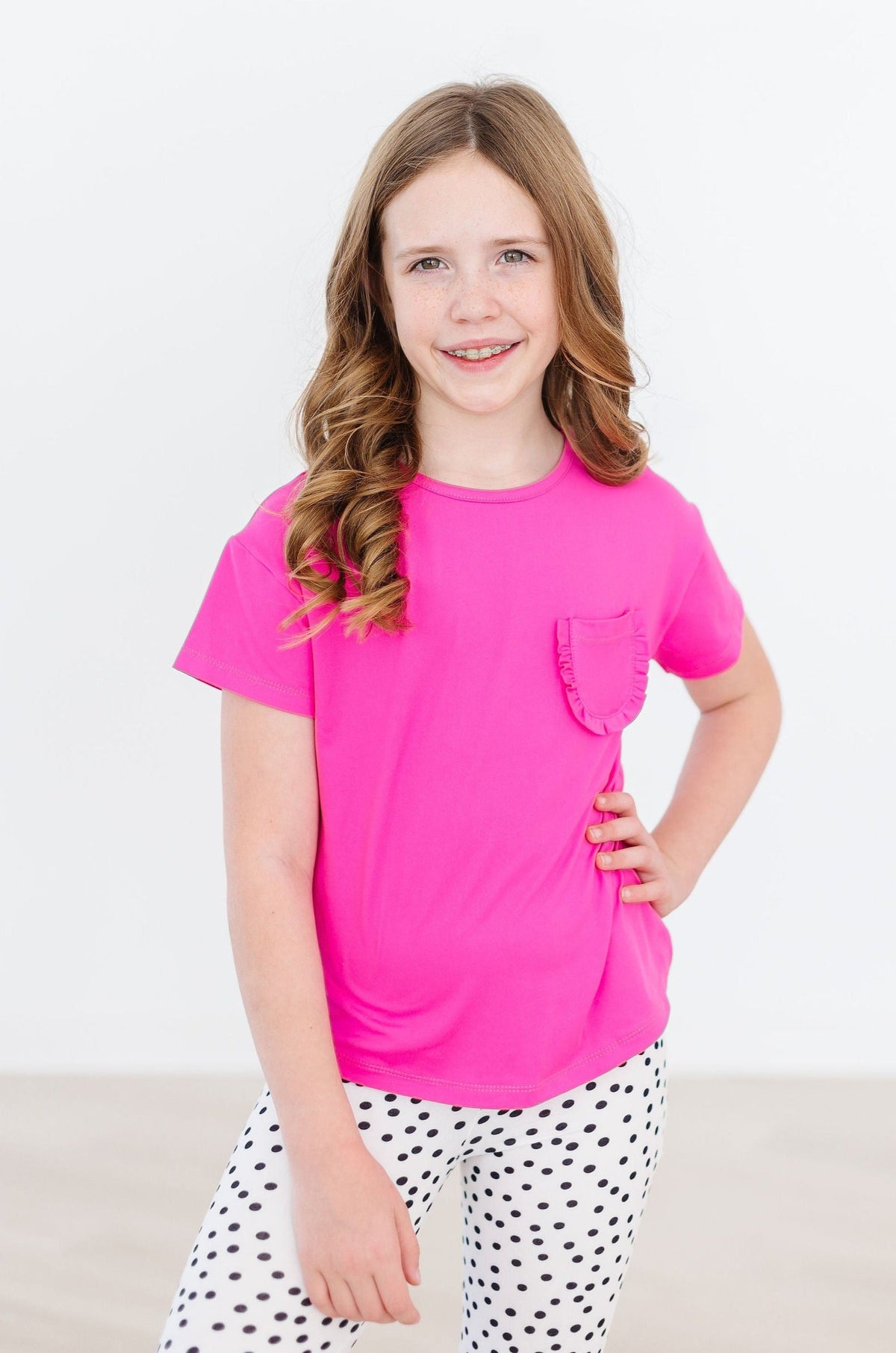 Hot Pink Ruffle Pocket Tee - Image 2