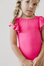 Hot Pink S/S Flutter Sleeve Leotard - Image 2