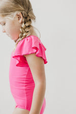 Hot Pink S/S Flutter Sleeve Leotard - Image 3