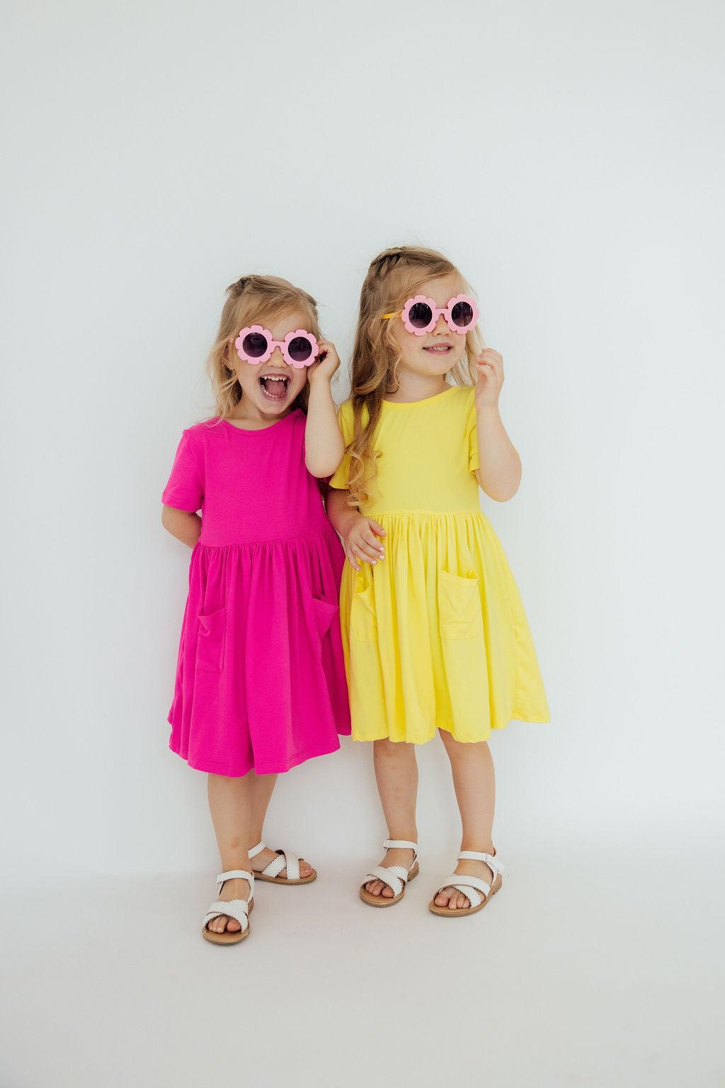 Yellow S/S Pocket Twirl Dress - Image 2