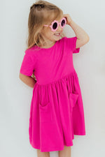 Hot Pink S/S Pocket Twirl Dress - Image 3