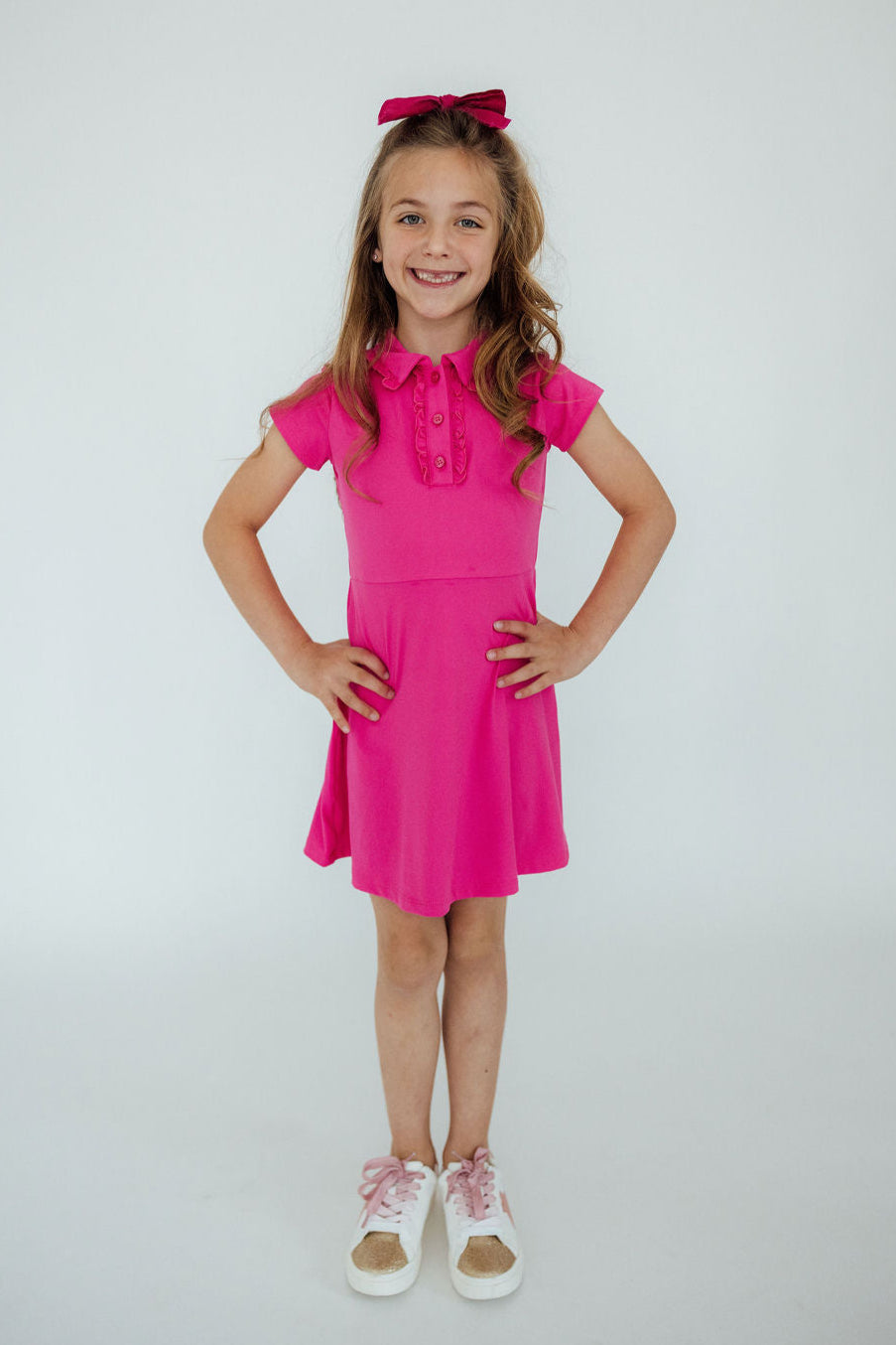 Hot Pink S/S Polo Dress - Image 4