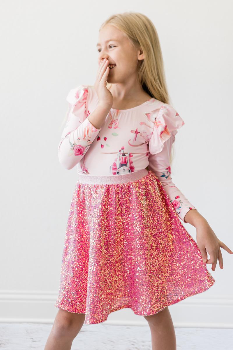 Hot Pink Sequin Twirl Skort - Image 3