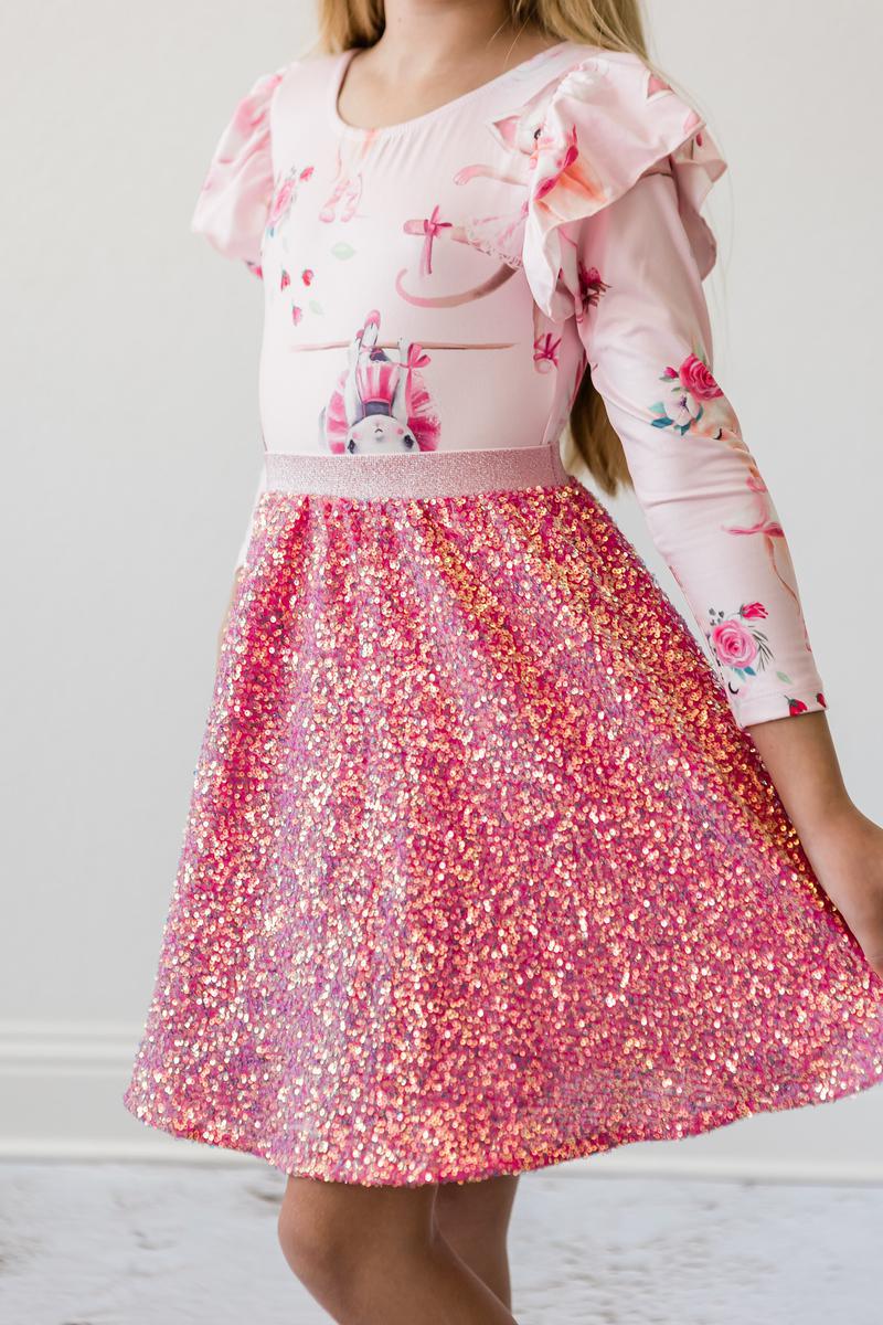 Hot Pink Sequin Twirl Skort - Image 5