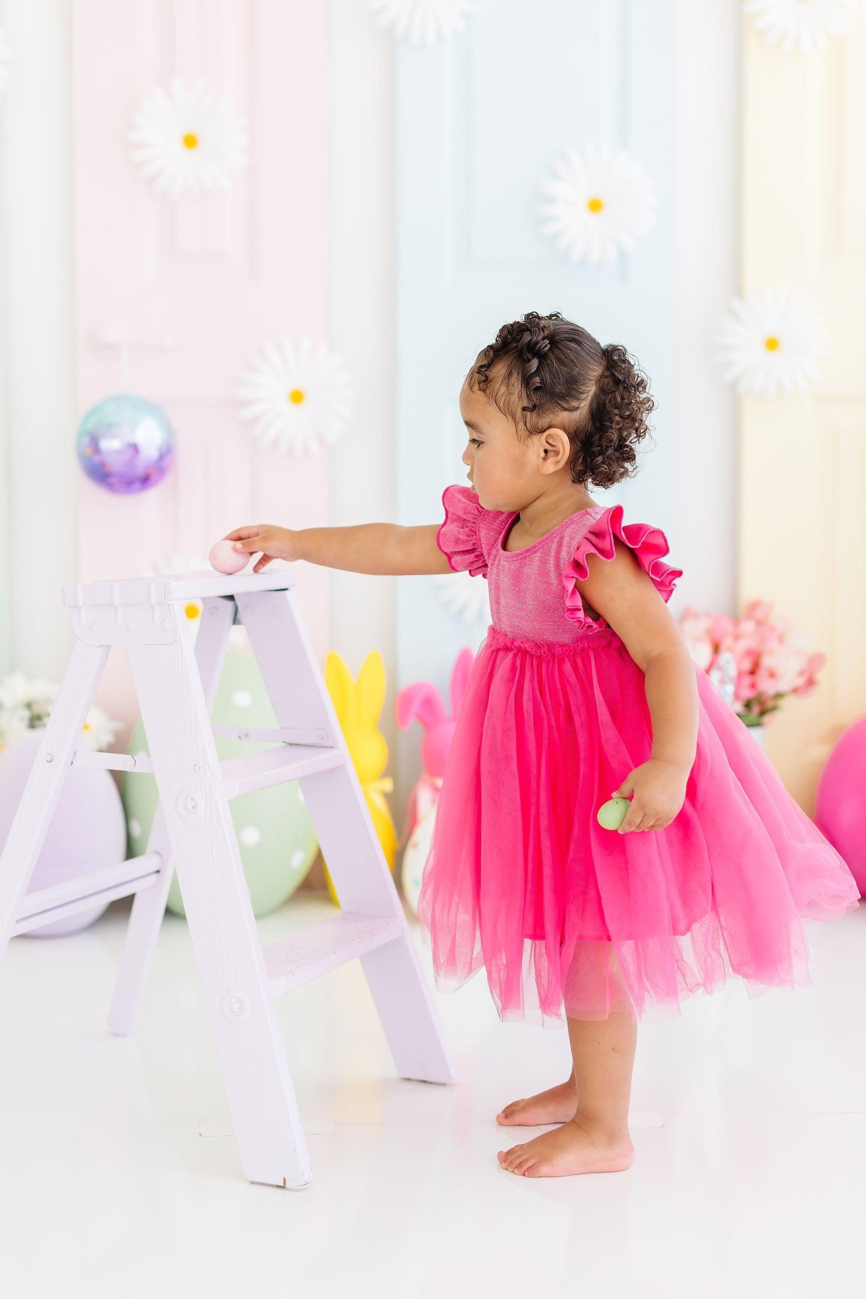 Hot Pink Shimmer Tutu Dress - Image 4