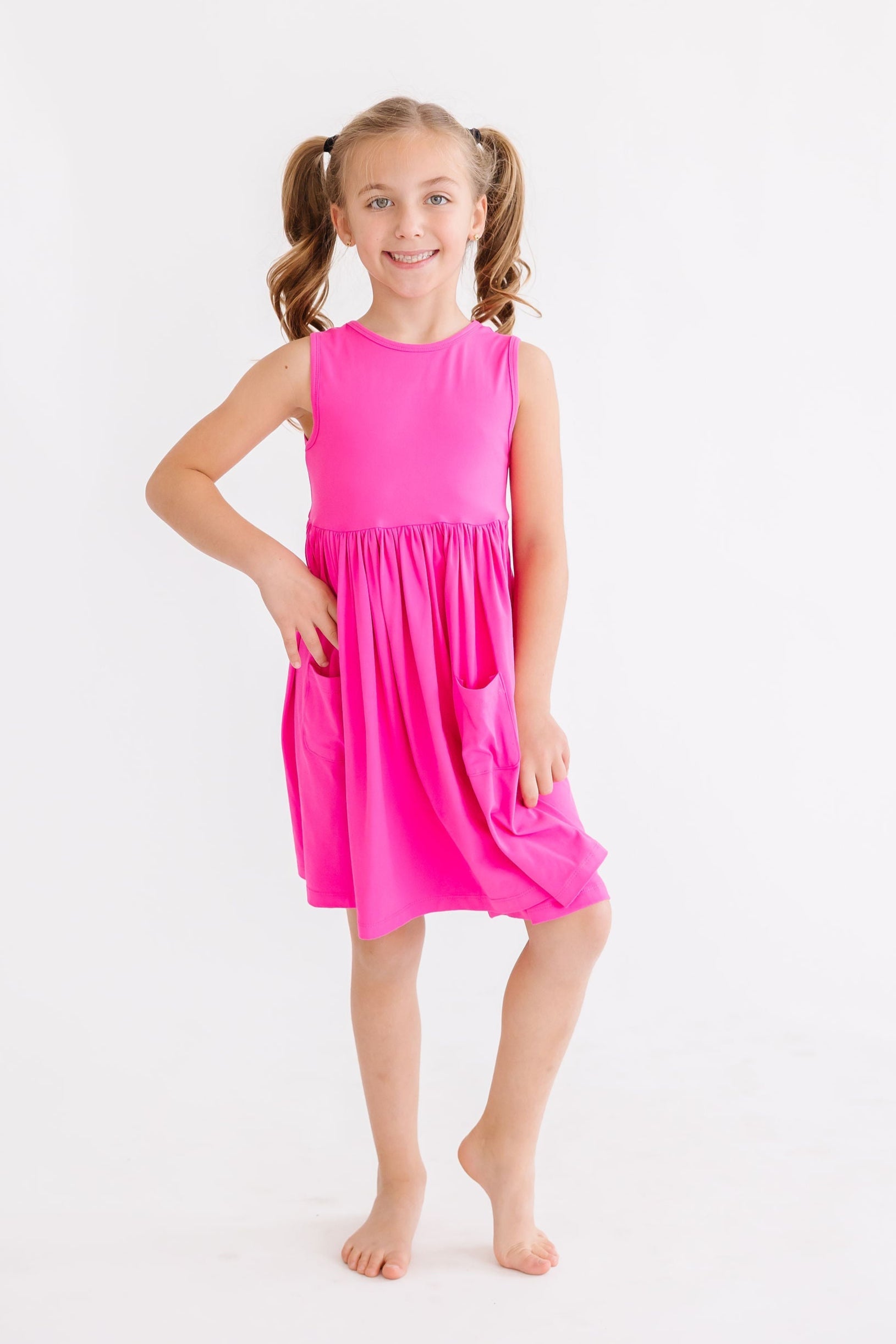 Hot Pink Tank Pocket Twirl Dress - Image 4