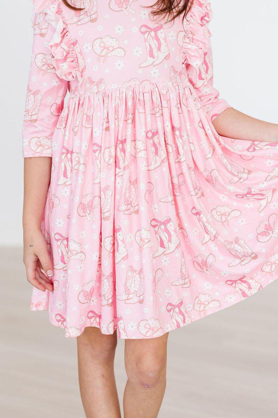 Howdy 3/4 Sleeve Ruffle Twirl Dress - Image 2