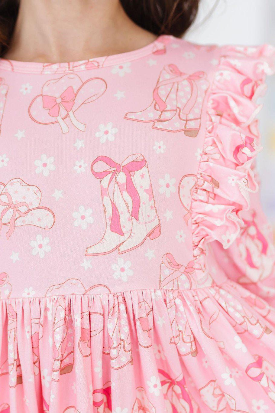 Howdy 3/4 Sleeve Ruffle Twirl Dress - Image 3