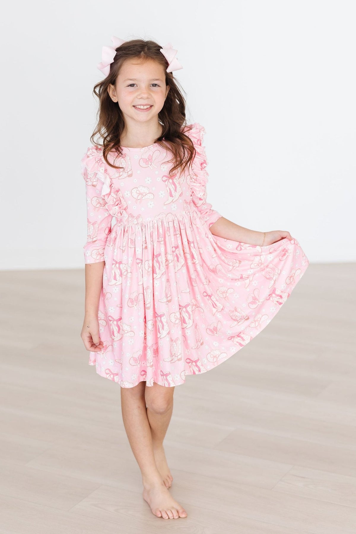 Howdy 3/4 Sleeve Ruffle Twirl Dress - Image 7