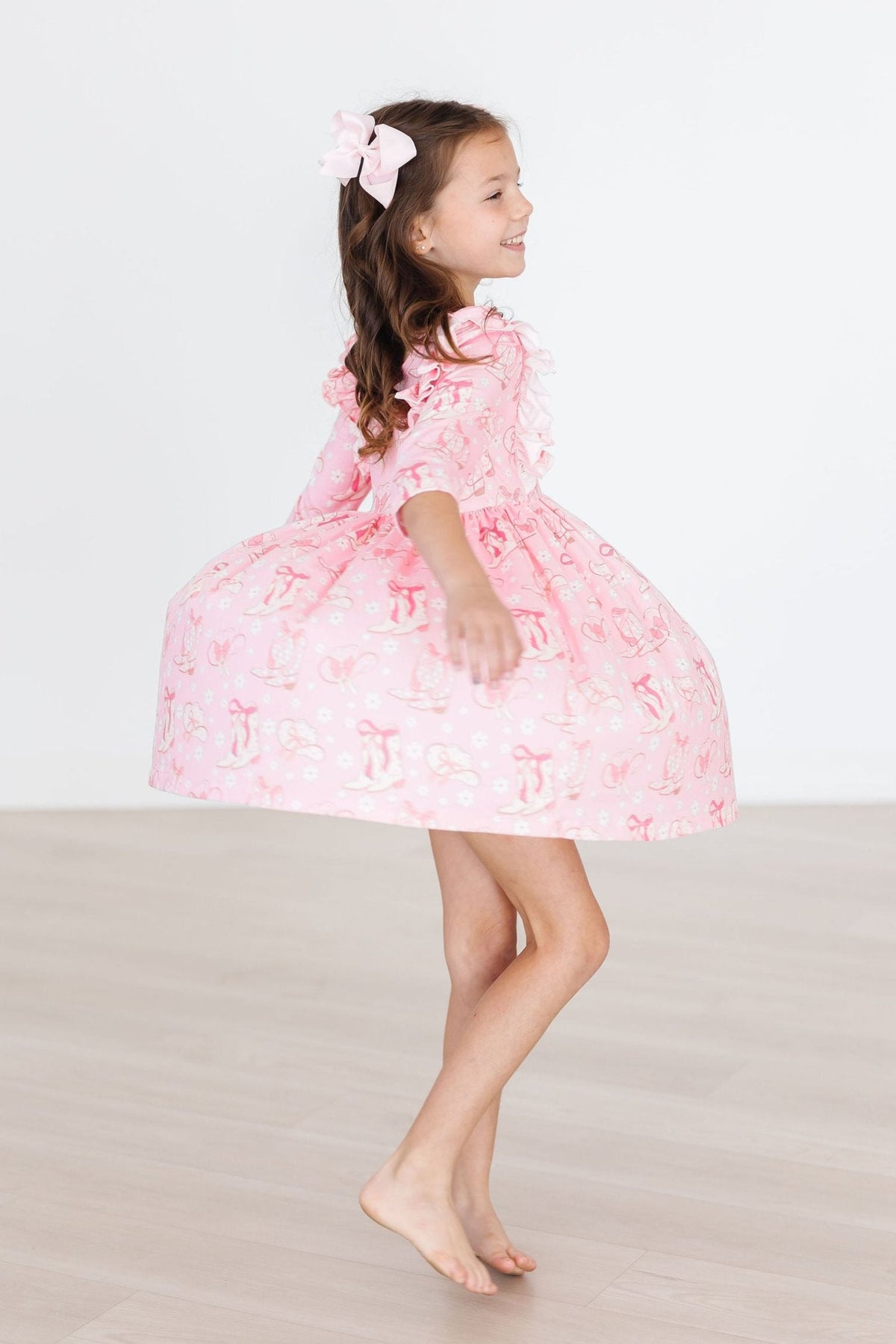 Howdy 3/4 Sleeve Ruffle Twirl Dress - Image 8
