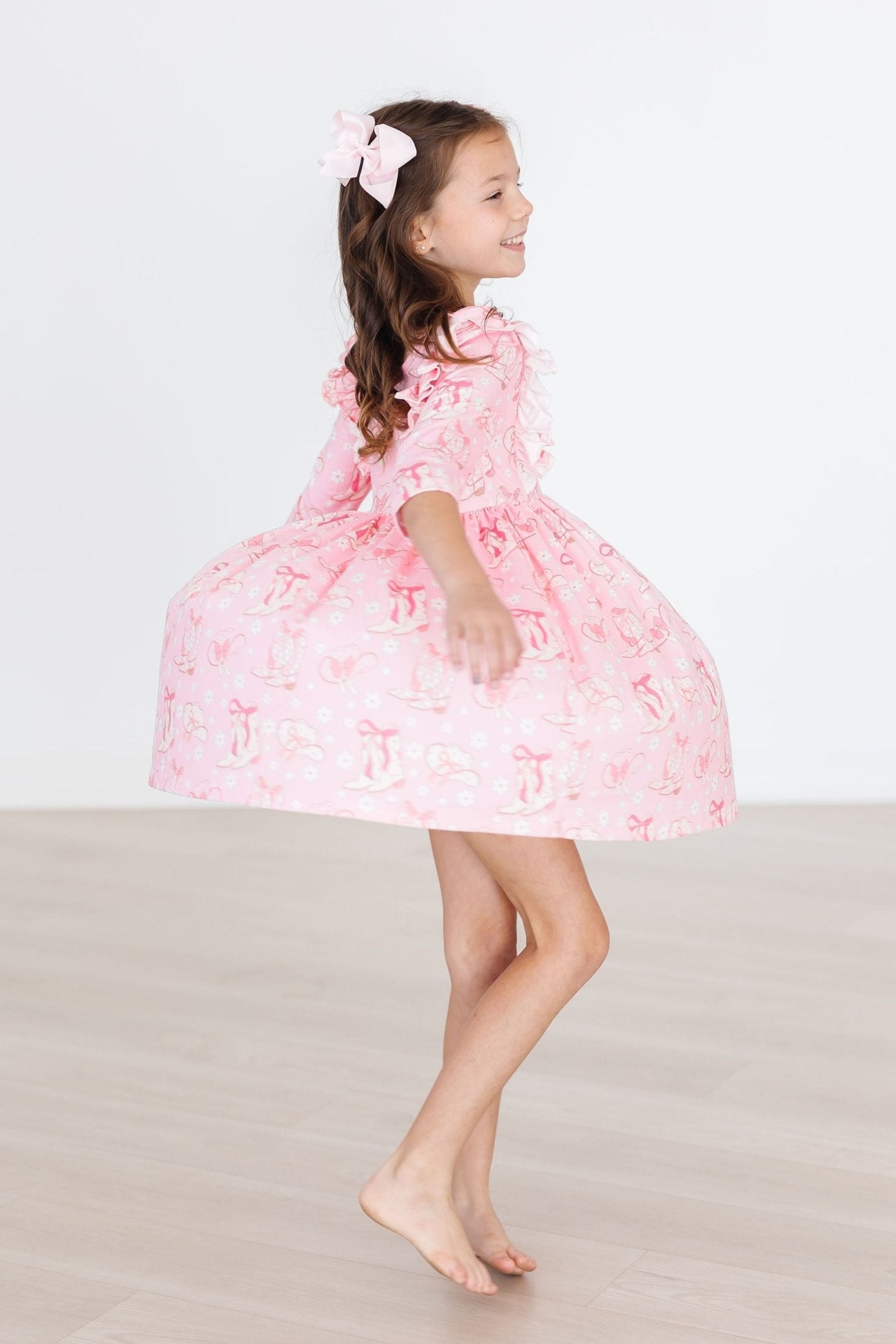 Howdy 3/4 Sleeve Ruffle Twirl Dress - Image 8