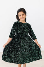 Hunter Green Velvet Sequin Dress - Image 5