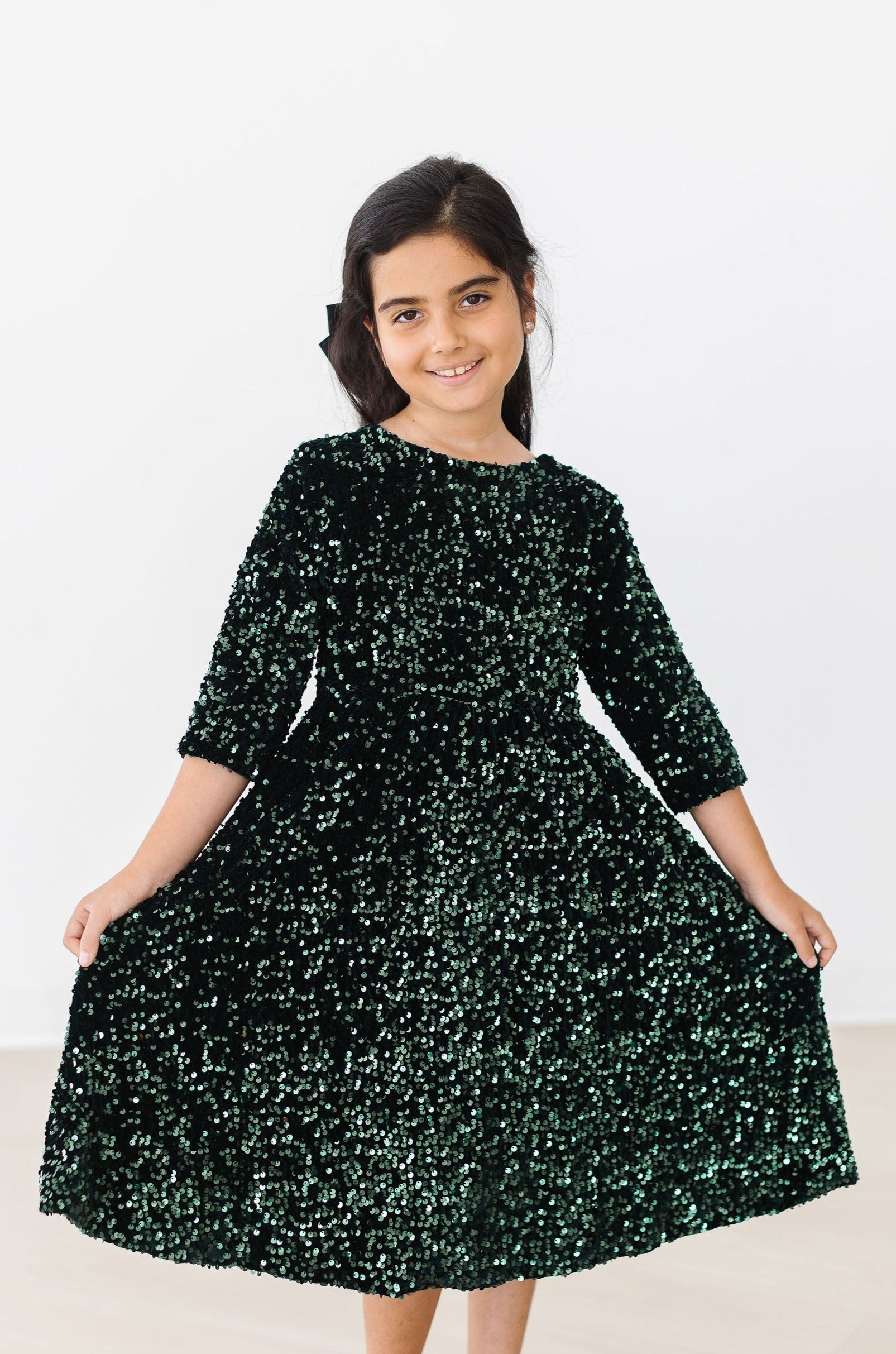 Hunter Green Velvet Sequin Dress - Image 5