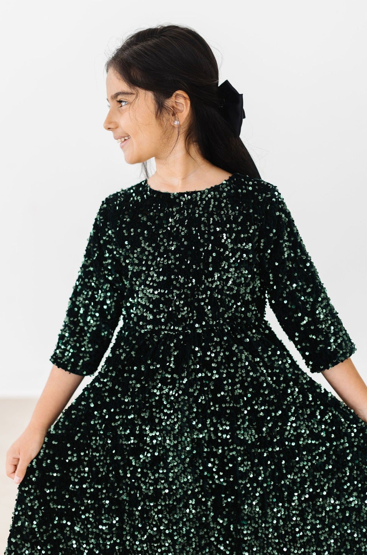 Hunter Green Velvet Sequin Dress - Image 7