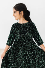 Hunter Green Velvet Sequin Dress - Image 7
