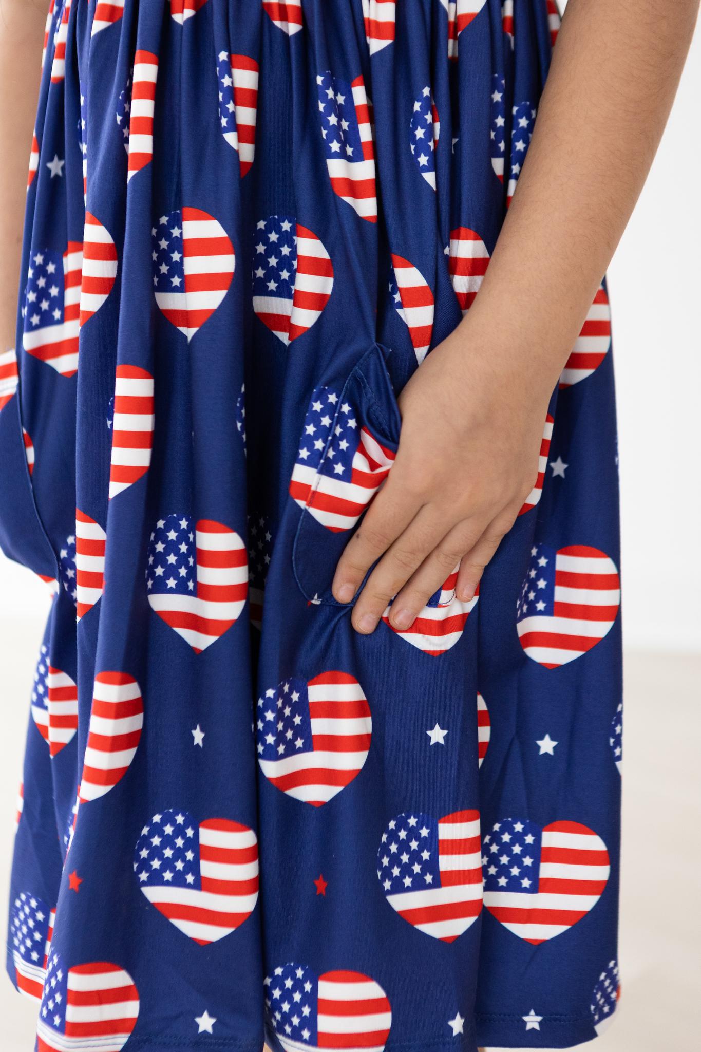 I Heart the USA S/S Pocket Twirl Dress - Image 2
