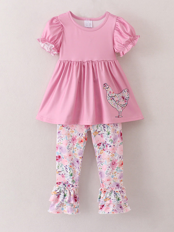 Rylee Faith Designs - Pink Girls Farm Animals Bell Bottoms outfit - alternate view 4