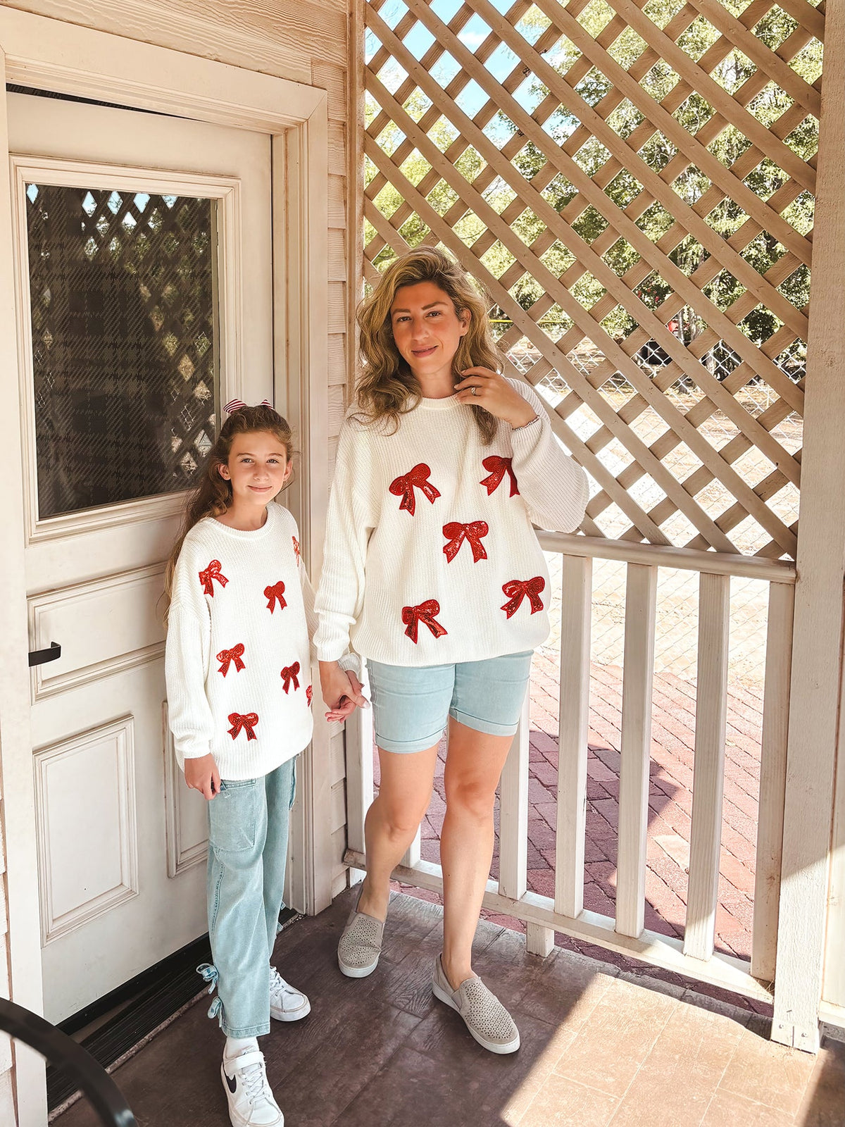 Rylee Faith Designs - Mommy & Me Winter Girls Bow Sequins Pullover Sweater - alternate view 2