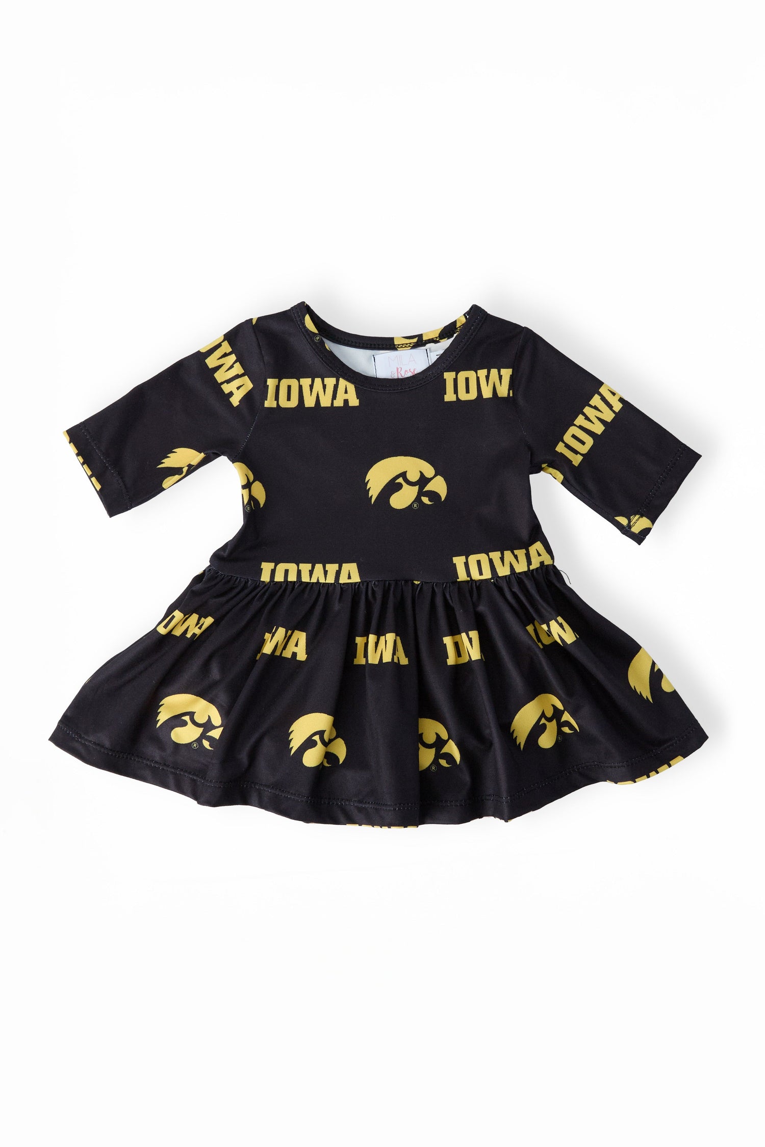 Iowa Black Tigerhawk 3/4 Sleeve Twirl Bodysuit