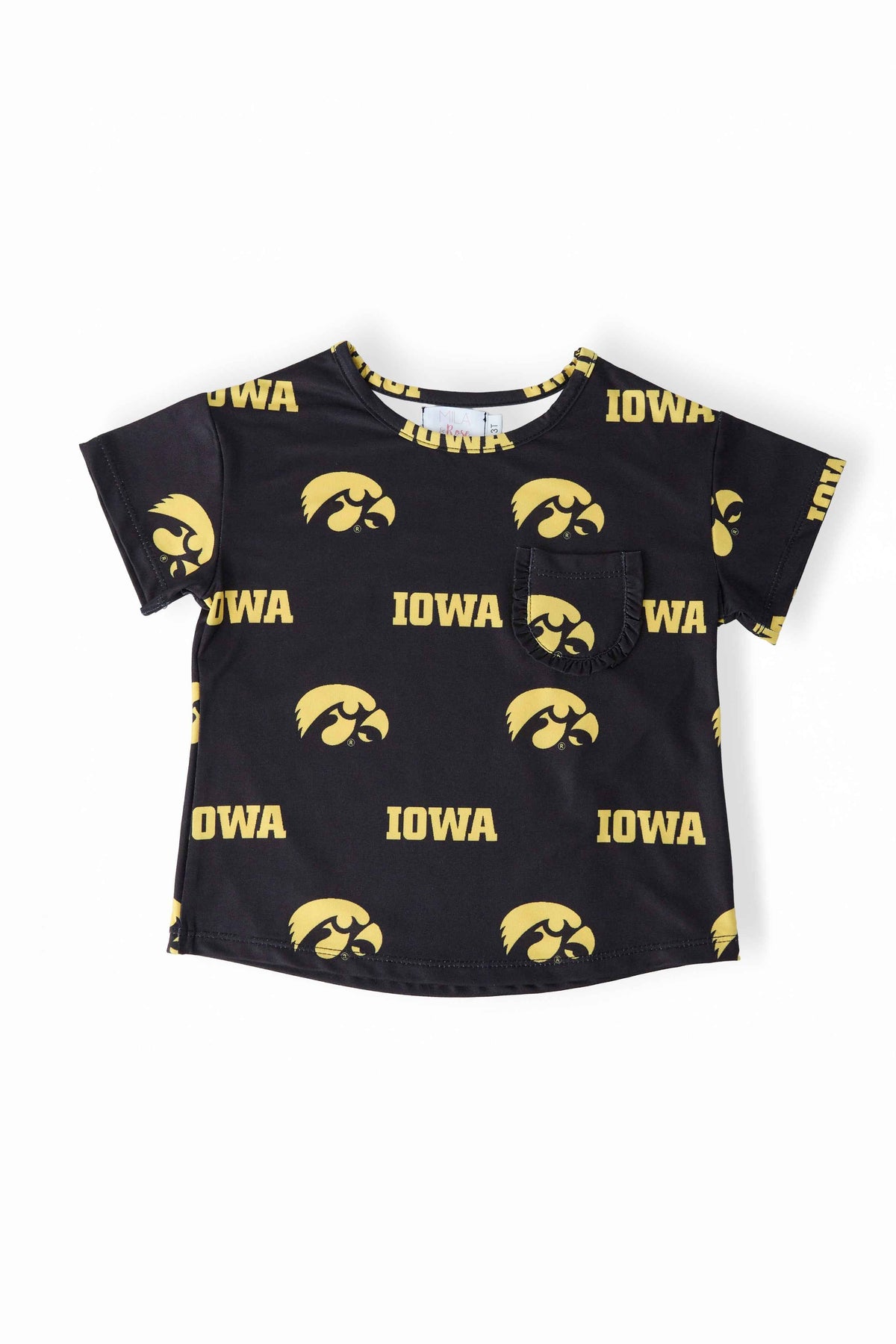 Iowa Black Tigerhawk Ruffle Pocket Tee