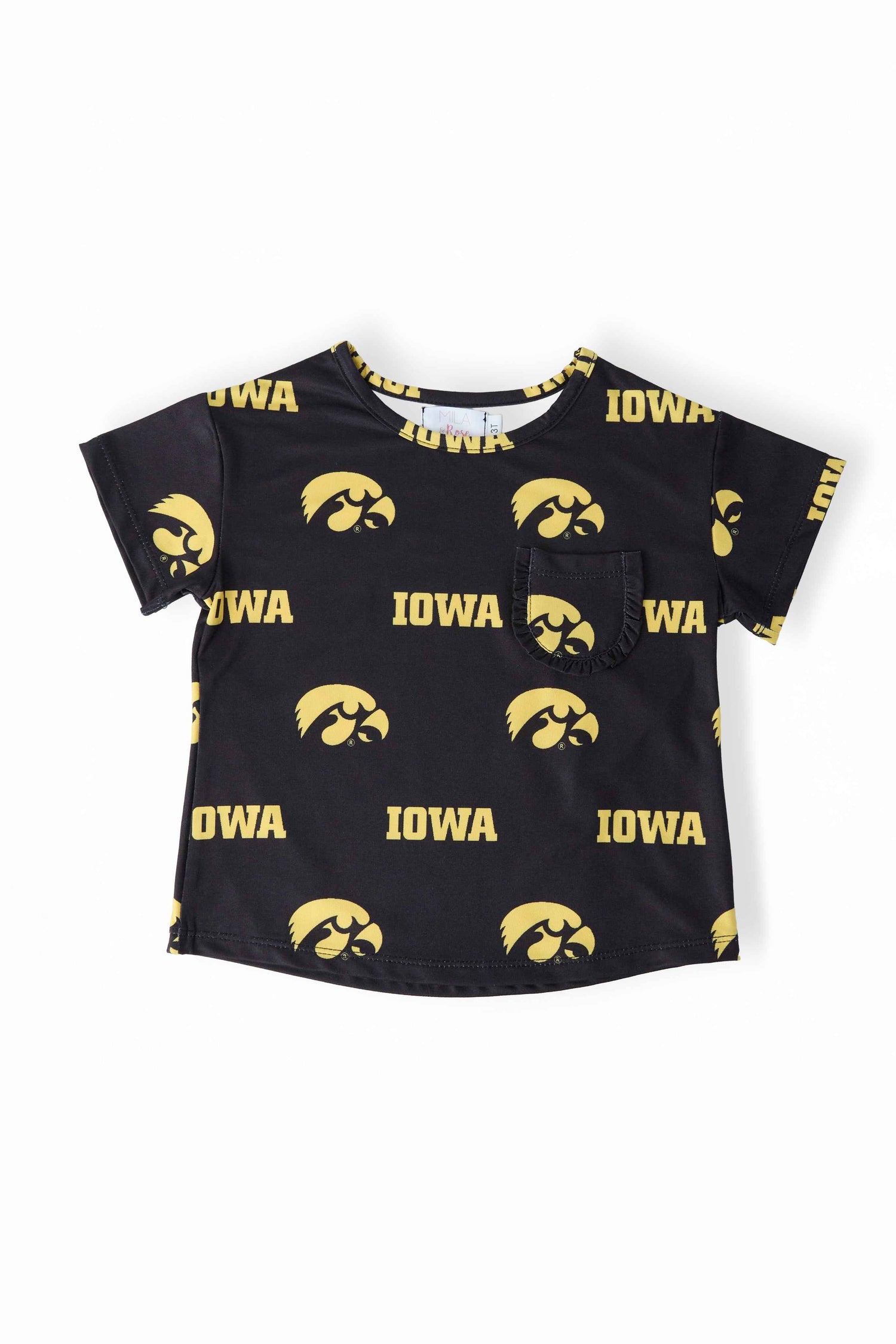 Iowa Black Tigerhawk Ruffle Pocket Tee