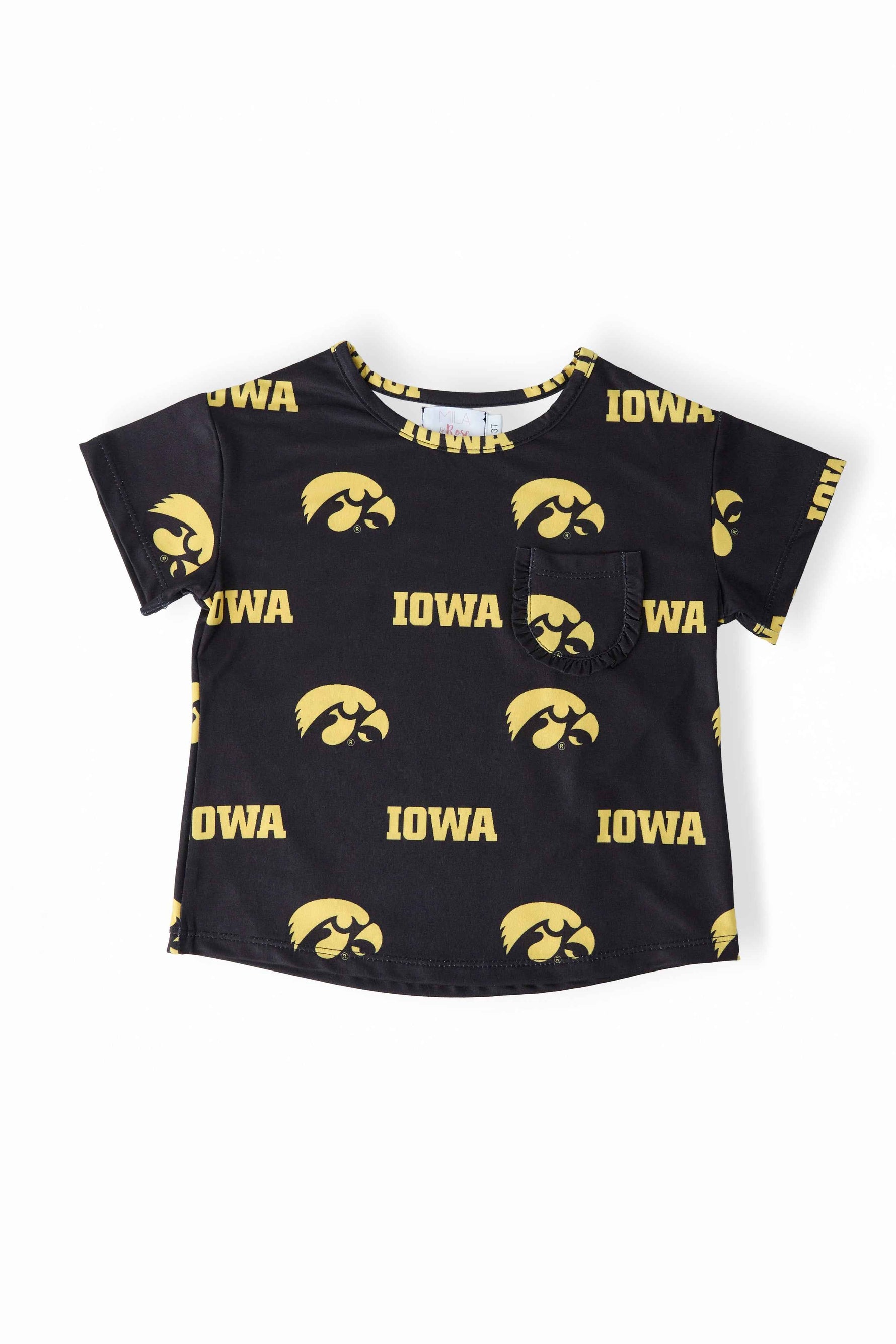 Iowa Black Tigerhawk Ruffle Pocket Tee