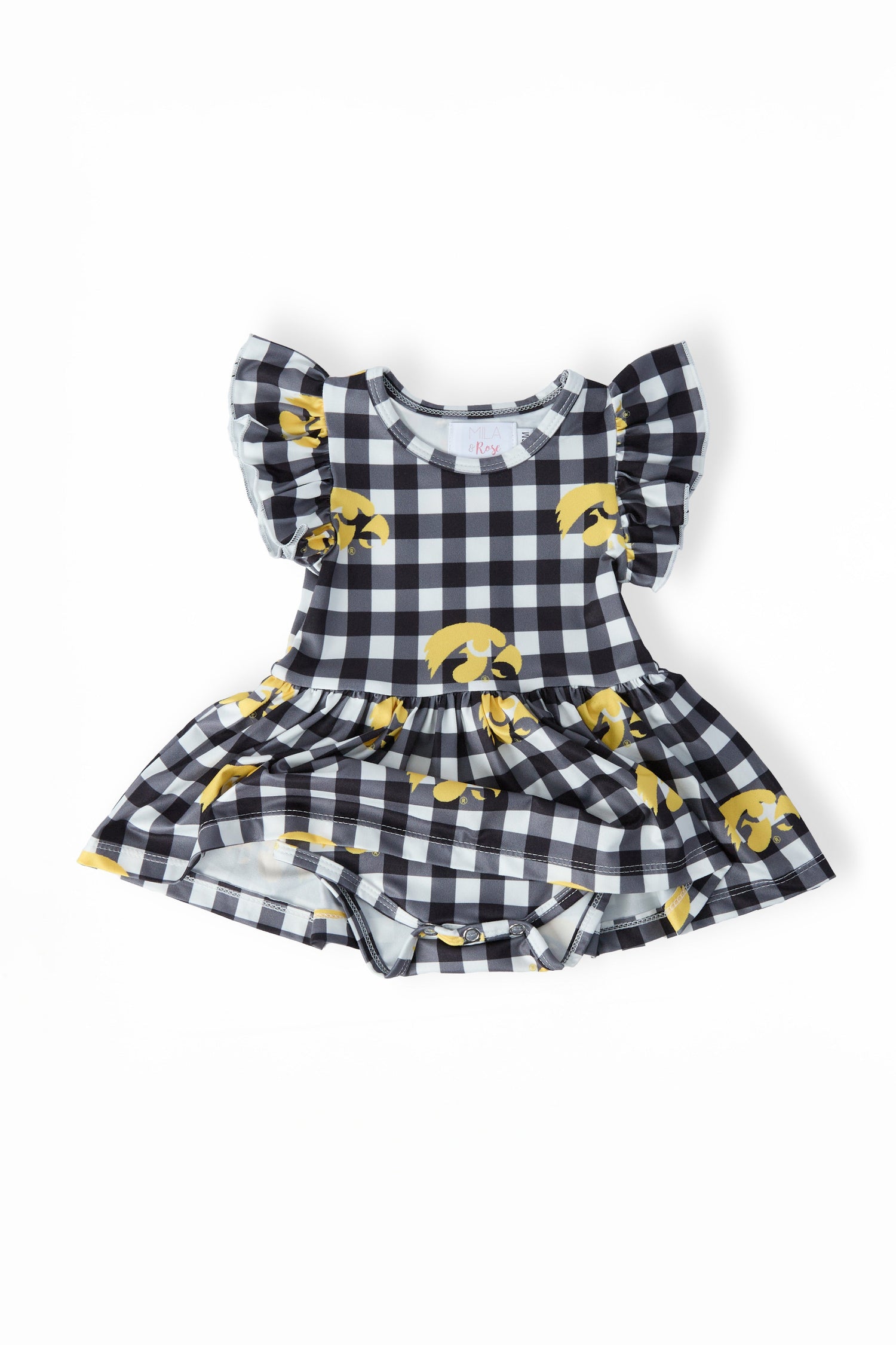 Iowa Plaid Tigerhawk Flutter Twirl Bodysuit