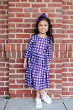 JMU Plaid Duke Dog 3/4 Sleeve Pocket Twirl Dress - Image 5