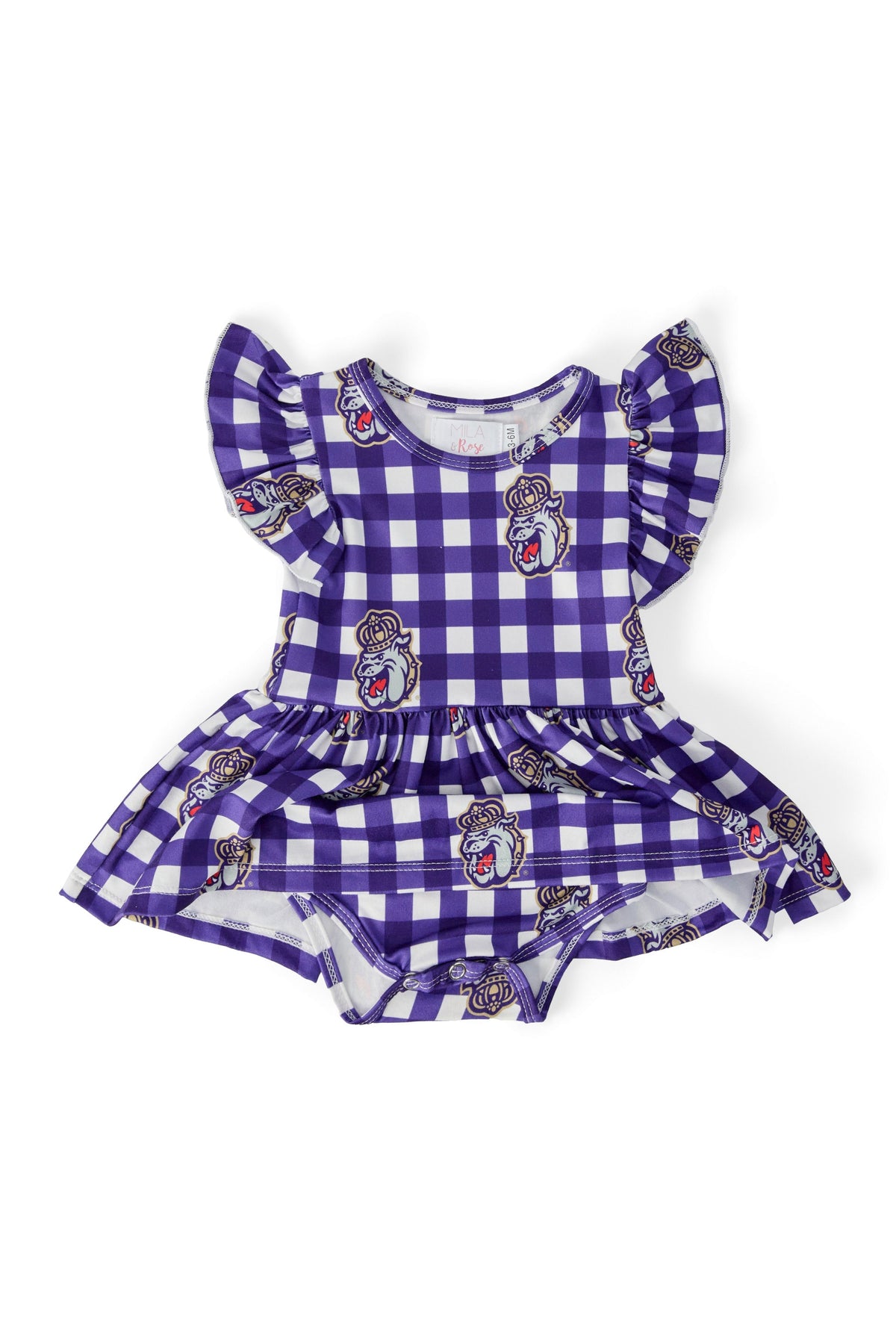 JMU Plaid Duke Dog Flutter Twirl Bodysuit - Image 2