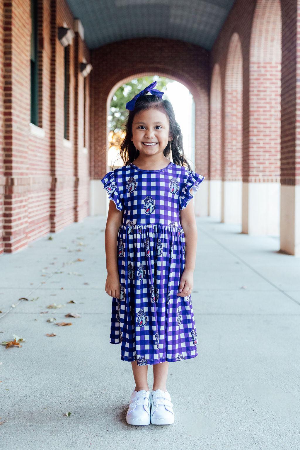 JMU Plaid Duke Dog Flutter Twirl  Dress - Image 2