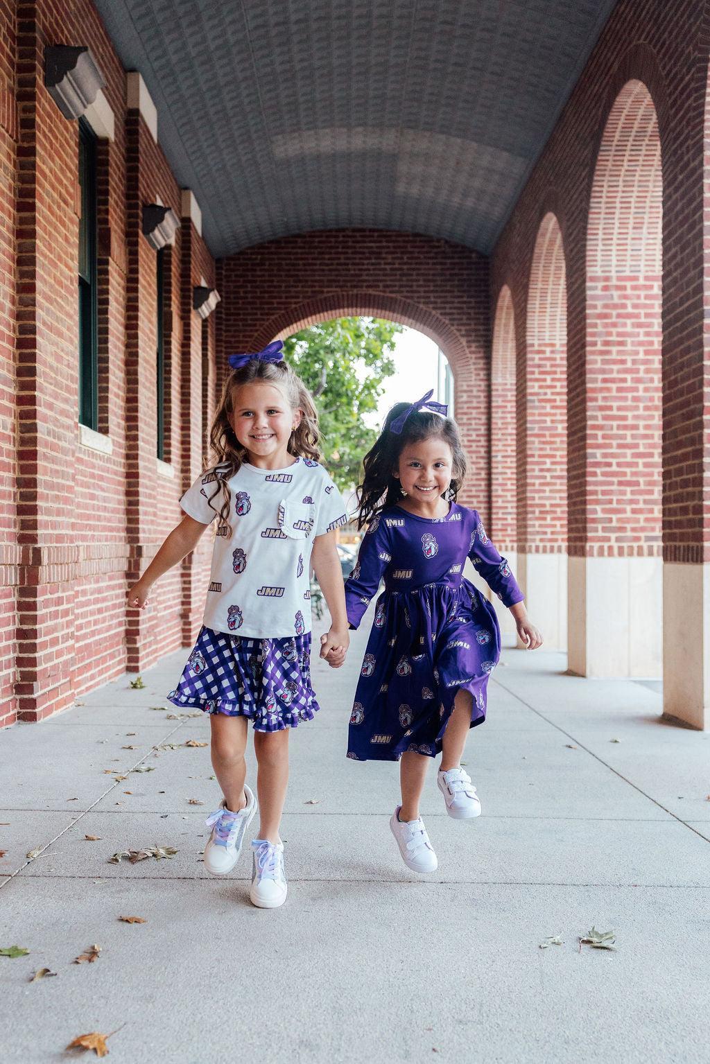 JMU Purple Duke Dog 3/4 Sleeve Pocket Twirl Dress - Image 2