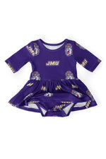 JMU Purple Duke Dog 3/4 Sleeve Twirl Bodysuit - Image 2