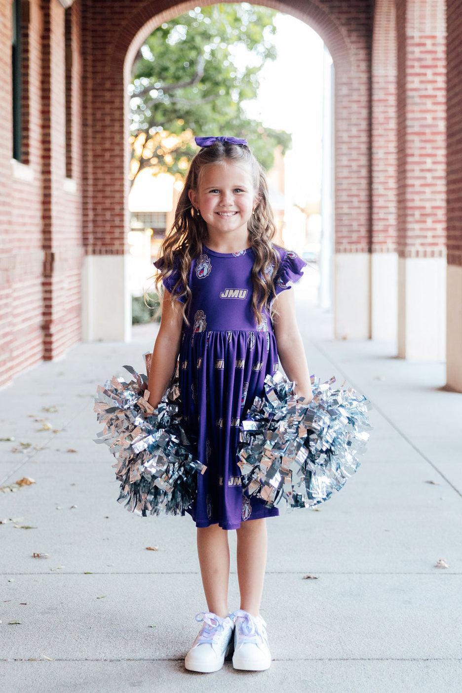 JMU Purple Duke Dog Flutter Twirl  Dress - Image 3