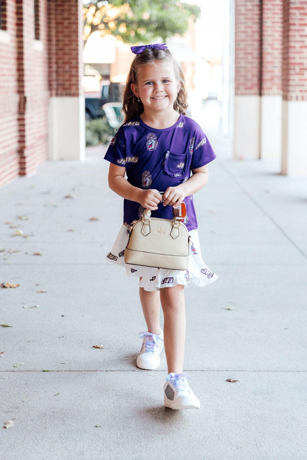 JMU Purple Duke Dog Ruffle Pocket Tee - Image 2