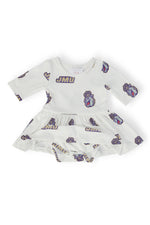 JMU White Duke Dog 3/4 Sleeve Twirl Bodysuit - Image 2