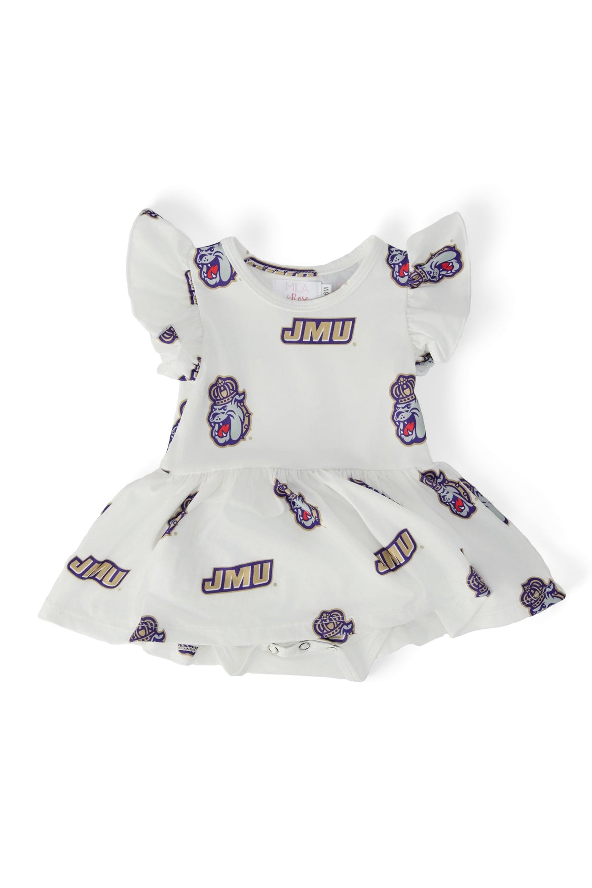 JMU White Duke Dog Flutter Twirl Bodysuit - Image 2