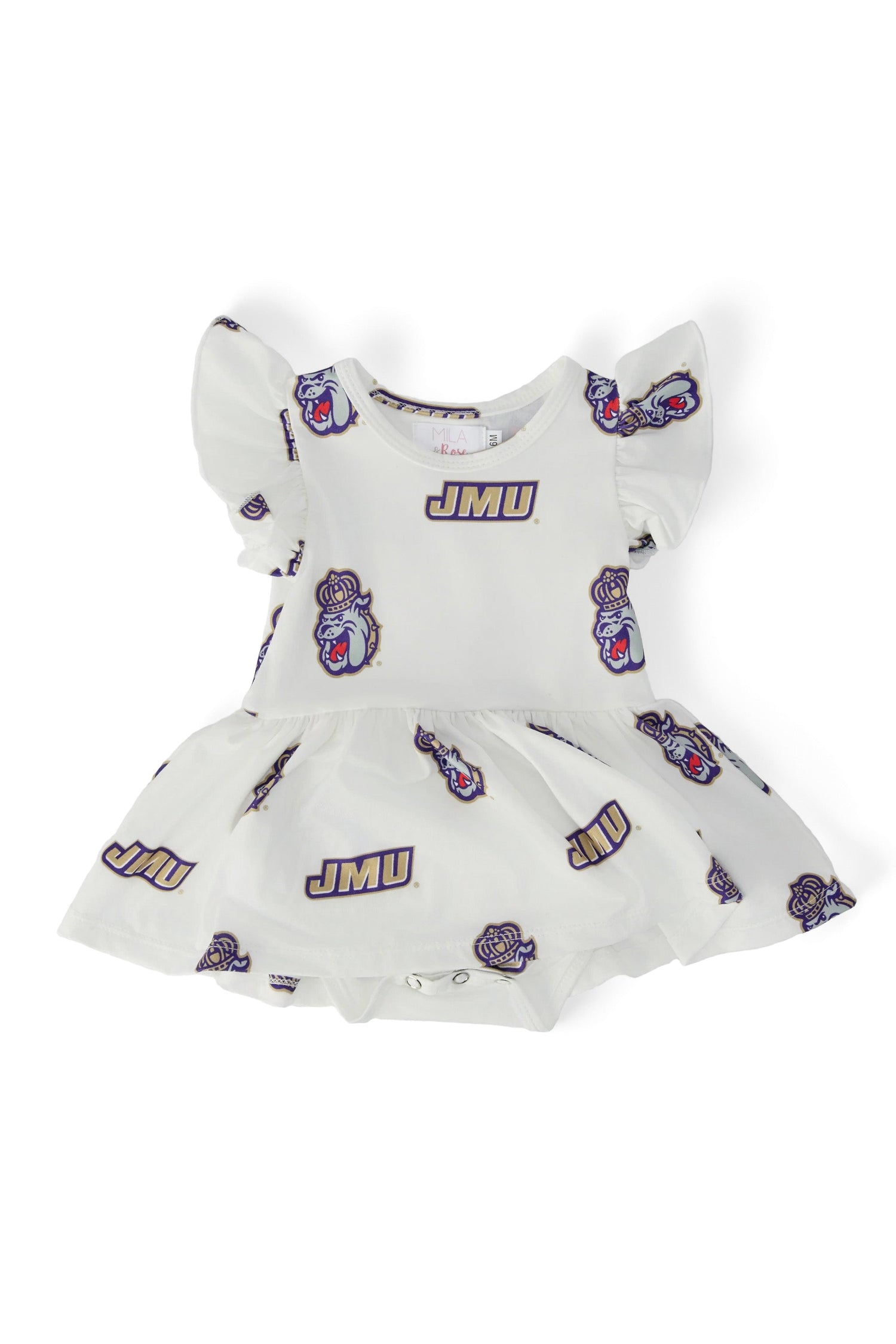 JMU White Duke Dog Flutter Twirl Bodysuit - Image 2