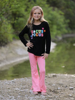 Rylee Faith Designs - Halloween Black Top + Pink Bell Bottoms - alternate view 2