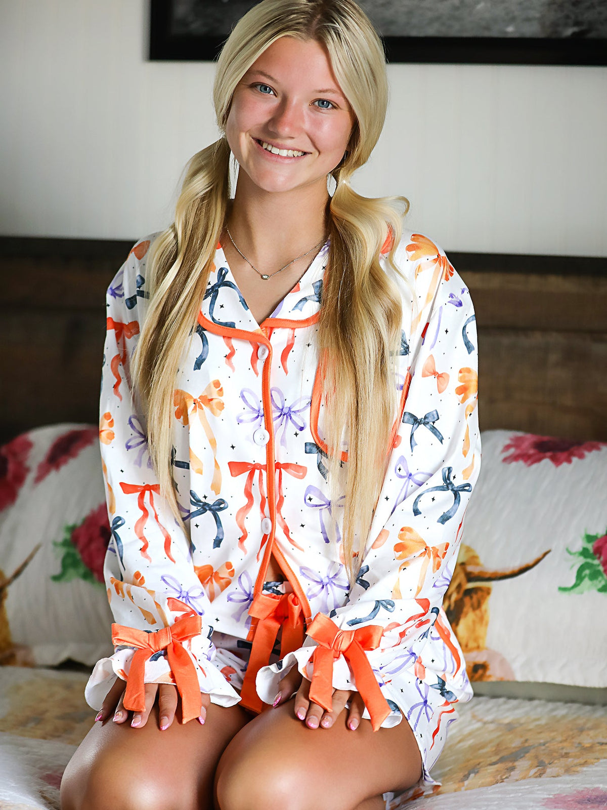 Rylee Faith Designs - Halloween Mommy and Me Bow Print Pajama Set - alternate view 8