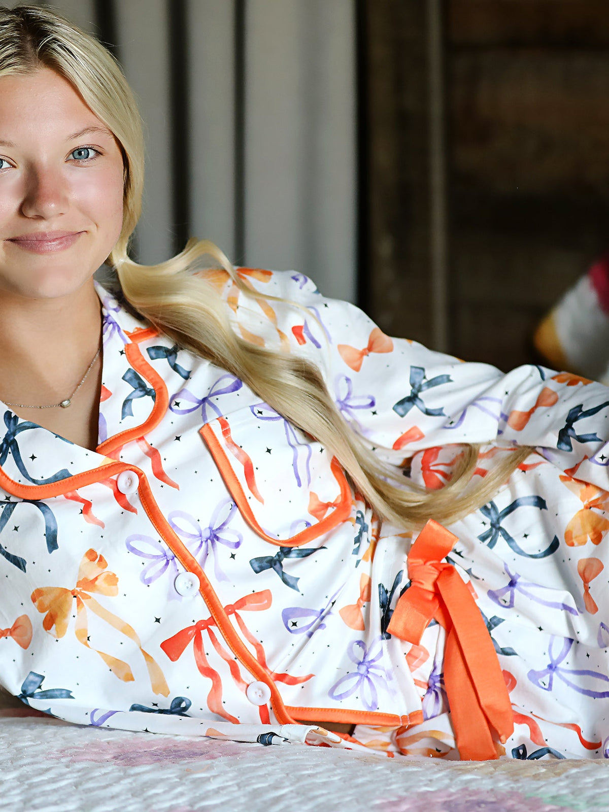 Rylee Faith Designs - Halloween Mommy and Me Bow Print Pajama Set - alternate view 4