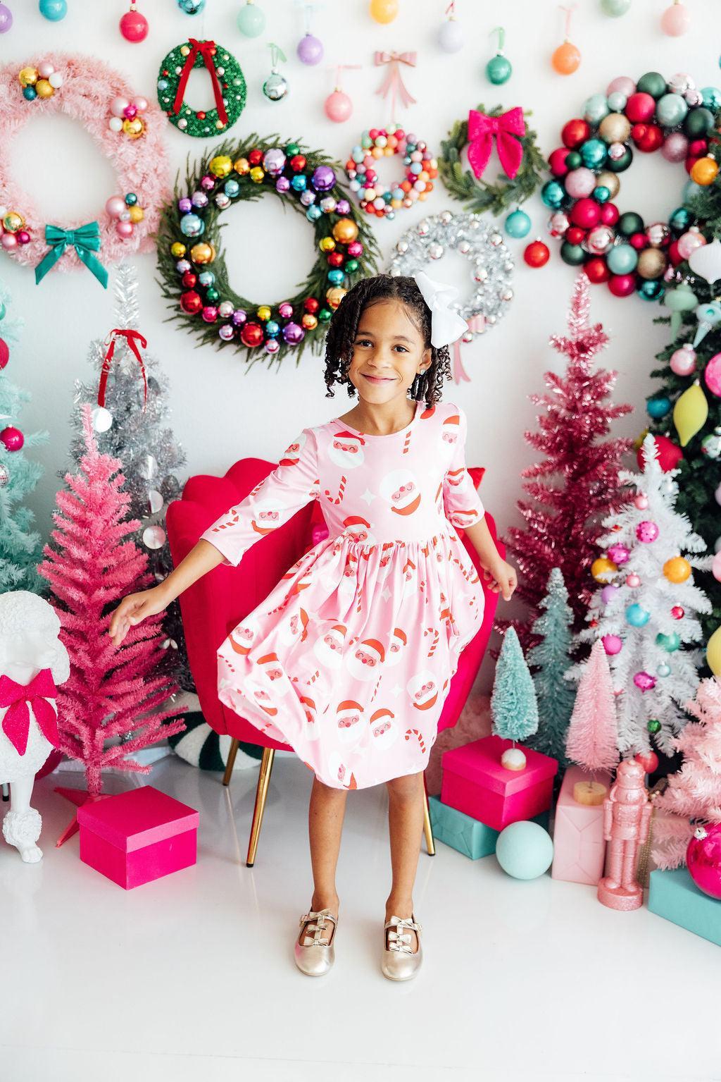 Jingle Bells 3/4 Sleeve Pocket Twirl Dress - Image 3